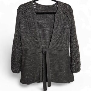 Tahari Kegan brown and metallic gold cardigan sweater Size Large New with tag